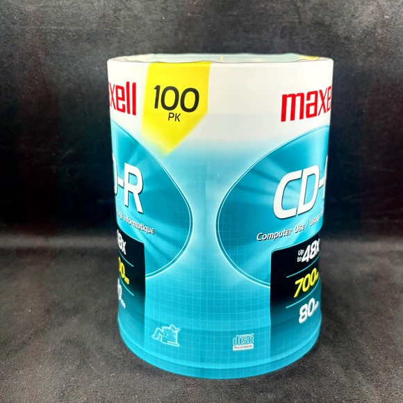 Maxell NEW CD R 100 Pack Recordable 48x Speed 700MB 80 Sealed Min - Picture 2 of 6